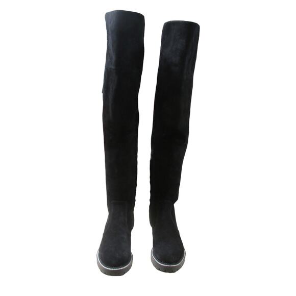 Tory Burch Miller Lug Sole Over The Knee Black Suede Boot Women's Size 6.5M NWOB - Picture 4 of 8